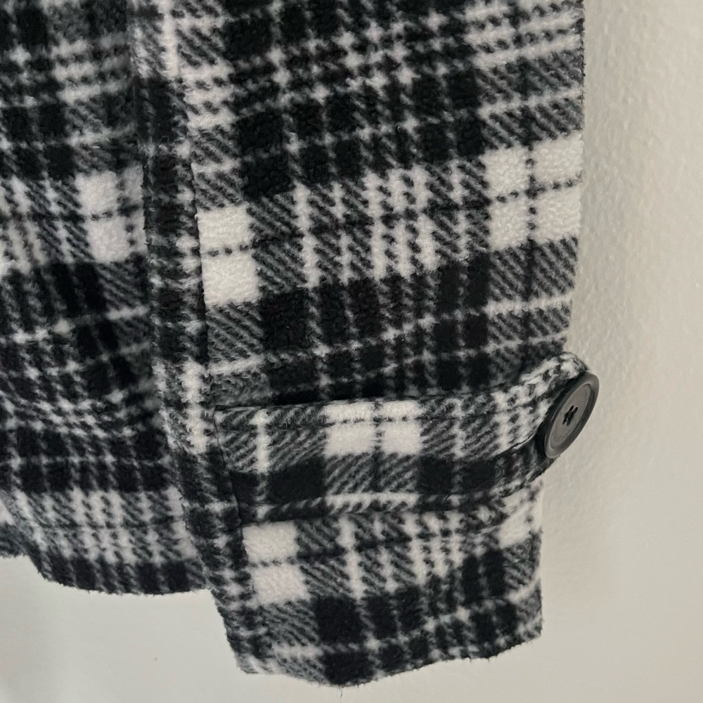Plaid Black and White Trench Coat in Small - Picture 6 of 7